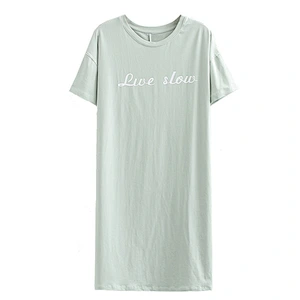 2021cotton women's thin pyjamas night skirt Lingerie Nightdress long dress Casual Comfortable blouse with short sleeves