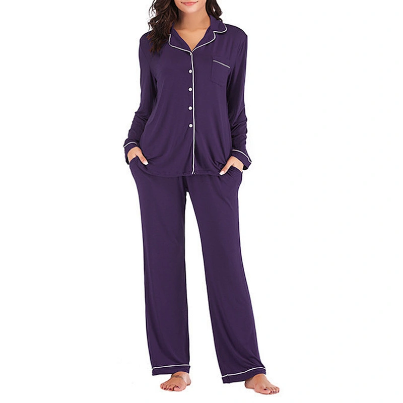 2021Amazon Pajamas for Women Lounge Set Cotton Sleepwear Comfy Soft Long Button Down Lingerie Cotton Nightwear