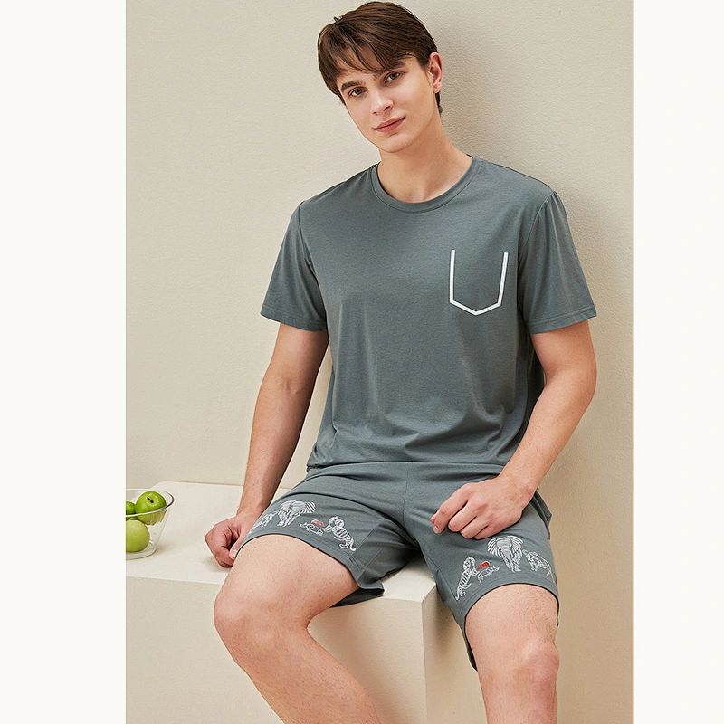 2021New summer couples pyjamas short sleeves bamboo pajamas cotton loose comfortable