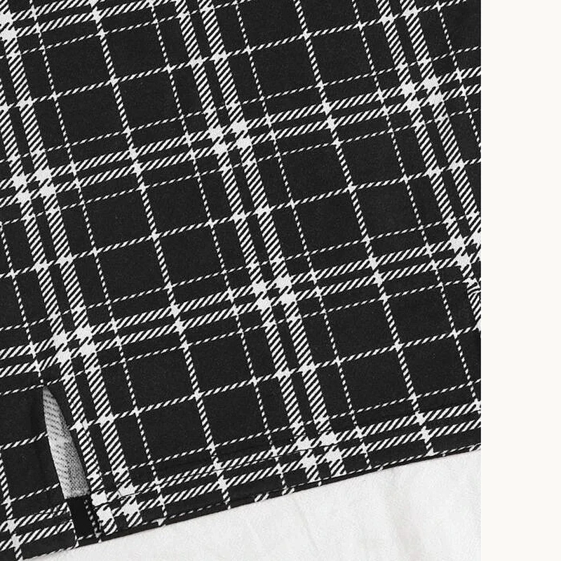 2021 New Plus M-slit Hem Plaid Dress Printed dress O Neck