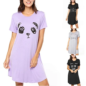 2021Amazon  Women's Pajamas Alphabetic Print Dress Mercerized Cotton Skin Friendly Home Skirt