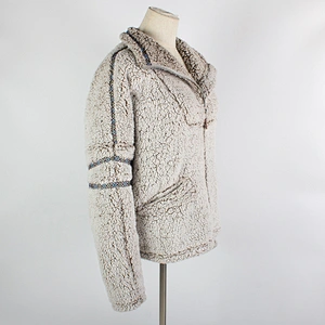 Womens Fuzzy Long Plush Teddy Sweatshirt Two Side Pocket Half Zip Sherpa Fleece Pullover