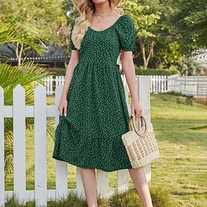 2021 New Arrival Polka Dot Ruffle Hem A-line Dress Street Style Dress