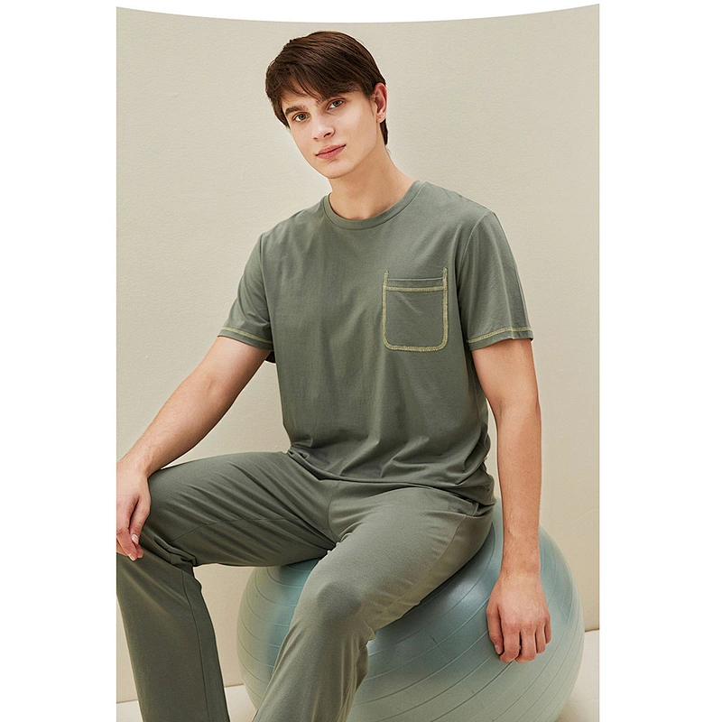 2021 New bamboo pajamas fiber fashion men's pajamas set