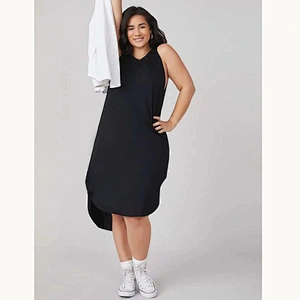 2021 New BASICS Plus Split Hem Solid Tank Dress