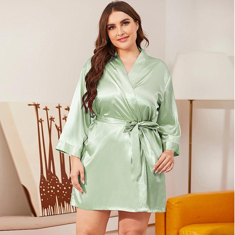 2021 New Arrivel Ice Silk Robe Satin Silk Plus size Robe Casual Robe