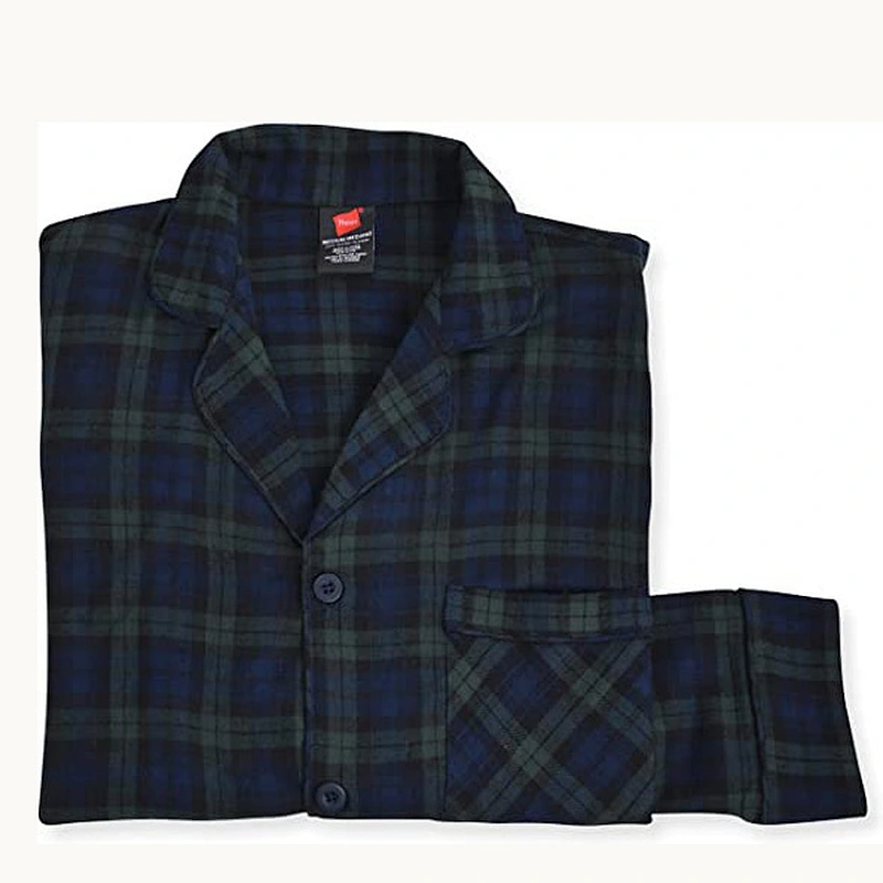 2021 new men pajamas  100% cotton pajamas  flannel plaid pajama  set top and pant set