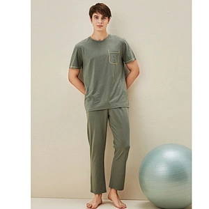 2021 New bamboo pajamas fiber fashion men's pajamas set