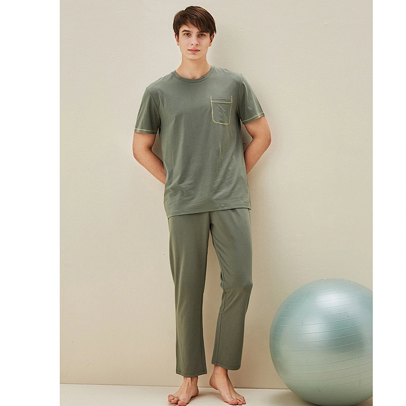 2021 New bamboo pajamas fiber fashion men's pajamas set
