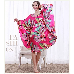 2021 New Wholesale Satin Slik Pajamas Dress Plus Size Batwing Sleeve Casual Pajamas