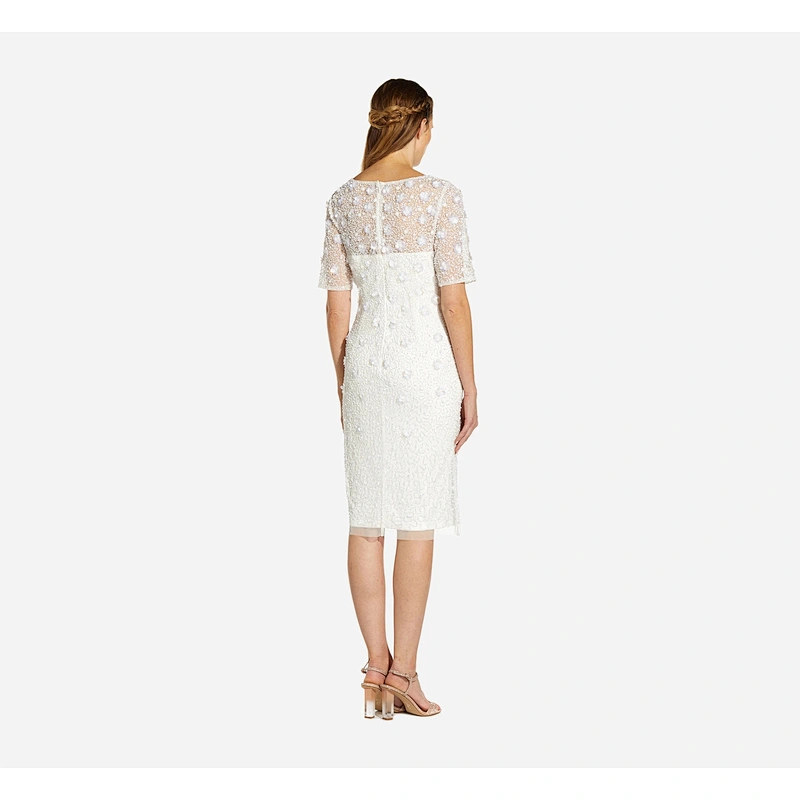 2021 New Arrival  EVENING DRESS BEADED COCKTAIL DRESS IN IVORY CLUB DRESS