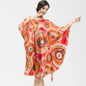 2021 New Wholesale Satin Slik Pajamas Dress Plus Size Batwing Sleeve Casual Pajamas