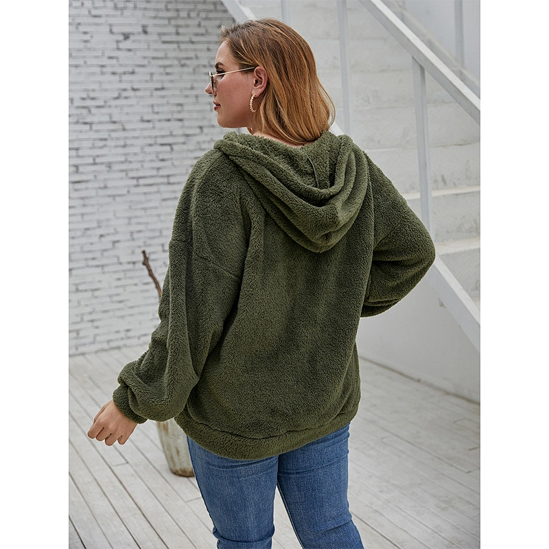 Amazon Hot Womens Oversized Sweatshirt Wool Lamb Plus Size Patchwork Full zipper Sherpa Fleece hoodies