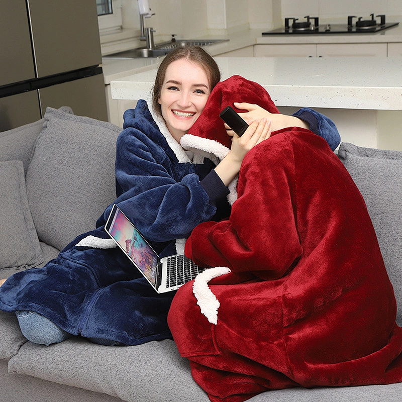 Amazon Top Seller Oversize Blanket Sweatshirt Unisex Sherpa Fleece Hoodie Blanket with Kangaroo Pocket