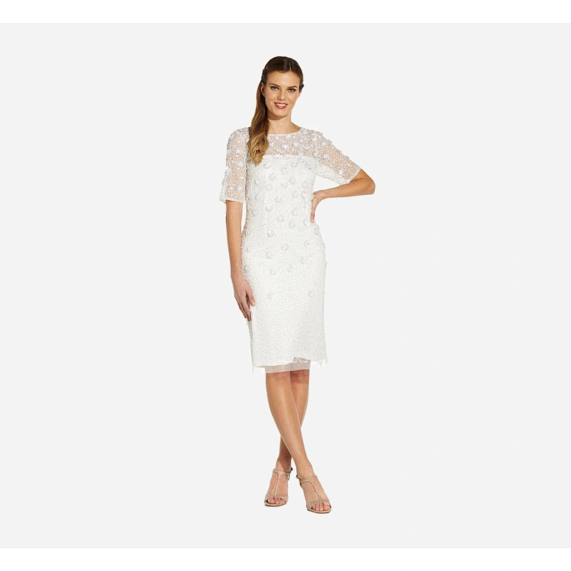 2021 New Arrival  EVENING DRESS BEADED COCKTAIL DRESS IN IVORY CLUB DRESS