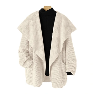 2021 Customized Hooded Cardigan Sweater Asymmetric Pineapple Oversized Sherpa Pullover Hoodie
