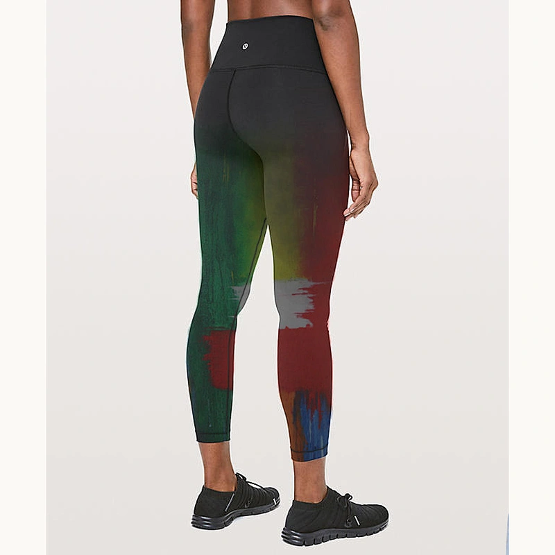 Custom Sublimation starry sky color gradient color matching slim 80 nylon breathable sports bike tight stretch yoga pants cloth