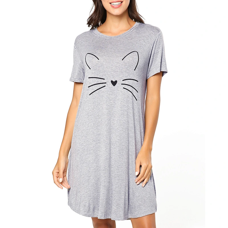 2021Amazon  Women's Pajamas Alphabetic Print Dress Mercerized Cotton Skin Friendly Home Skirt