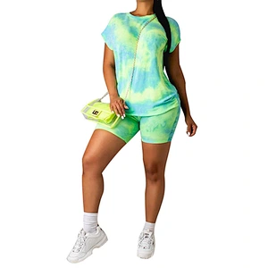 2021 Amason spring pajamas  home suit casual tie-dye print pajamas set