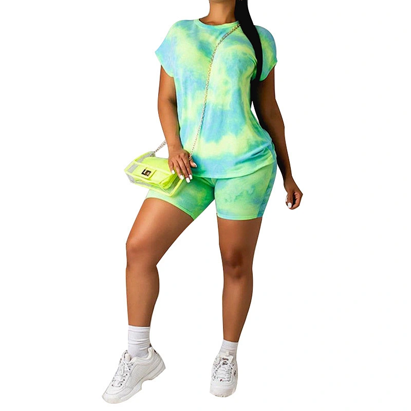 2021 Amason spring pajamas  home suit casual tie-dye print pajamas set