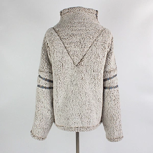 Womens Fuzzy Long Plush Teddy Sweatshirt Two Side Pocket Half Zip Sherpa Fleece Pullover