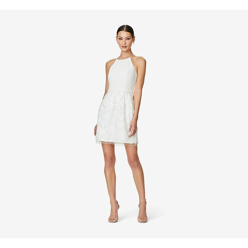 2021 New Arrival 2021 New Arrival Sleeveless Halter Sheath Dress With Fringe Skirt In Ivory Silver CLUB DRESSParty Dress Club Dr