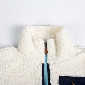 Factory Direct Fuzzy Front Pocket Sweatshirt Half Zip Turn Down Collar Sherpa Fleece Pullover