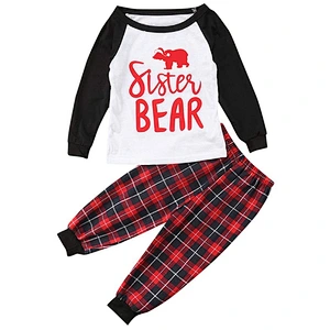 2021 New Christmas family suit printed home wear pajamas two-piece