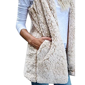 Winter Warm Vest Women Hoodie Casual Coat Faux Fur Sherpa Jacket