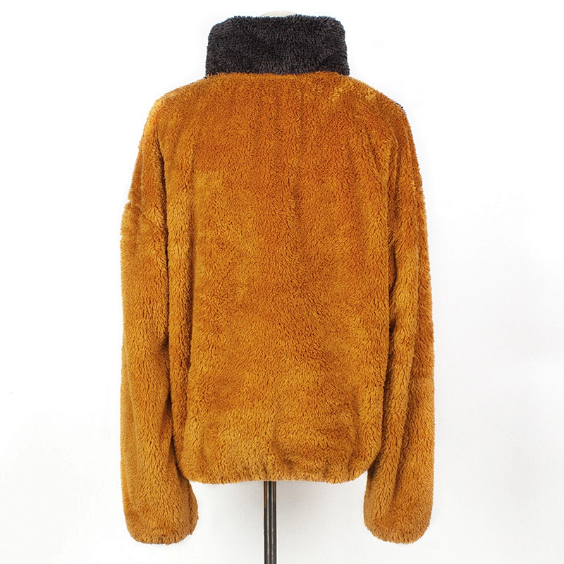 YIWU Factory Direct Wool Hoodies Zip Up Colorblcok Sherpa Fleece Sweatershirt Pullover