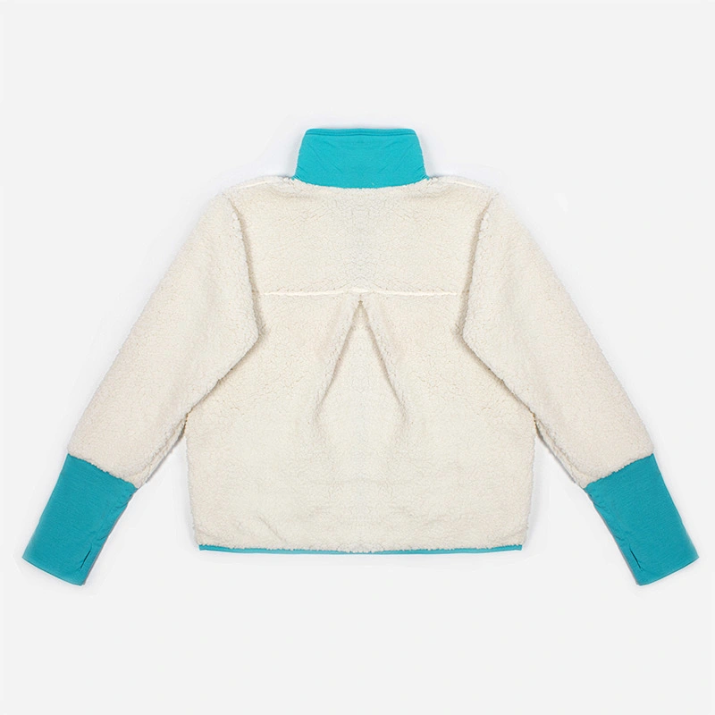 Custom Winter Warm Wool Lamb Teddy JacketFull Zip Up White Sherpa Fleece Pullover