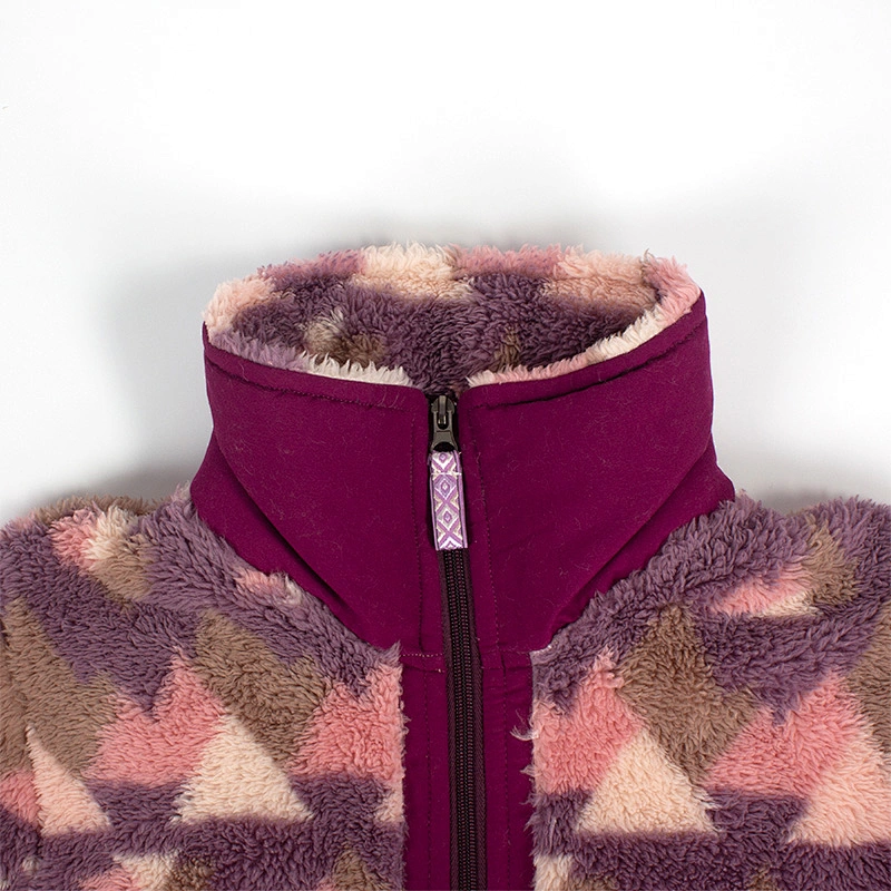 Customized Unique Desgin Quarter Zip Geometric Pattern Asymmetric Sherpa Fleece Pullover