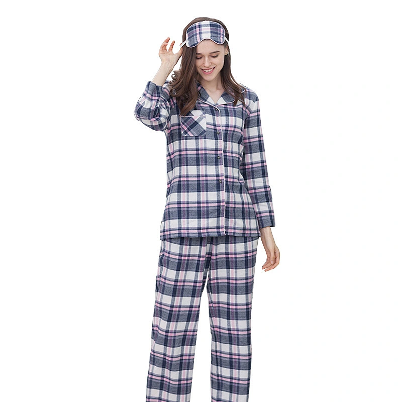 2021 Spring Autumn Amazon Mr and Mrs Couples Plaid Pajamas Holiday Robe Pajamas Sets