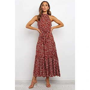 2021Hot style Women's V-neckline strapless dress with flounce stitched tie dress