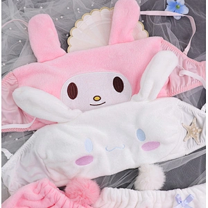 2021 New Puppy Bunny Ears Plush Embroidery Detachable Fuzzy Ball Pajamas Set