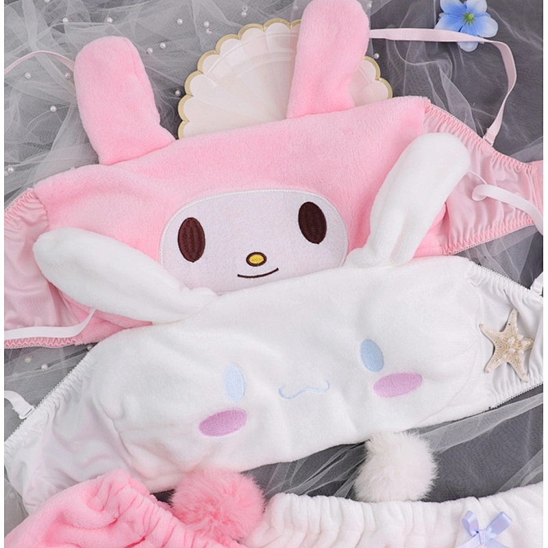 2021 New Puppy Bunny Ears Plush Embroidery Detachable Fuzzy Ball Pajamas Set