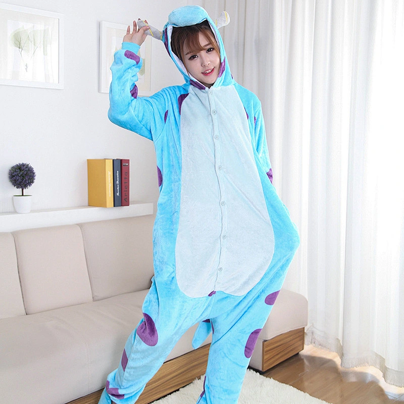 2021Amazon pajamas blue cattle  lovers animal pajamas coral velvet  eazy toilet winter pajamas