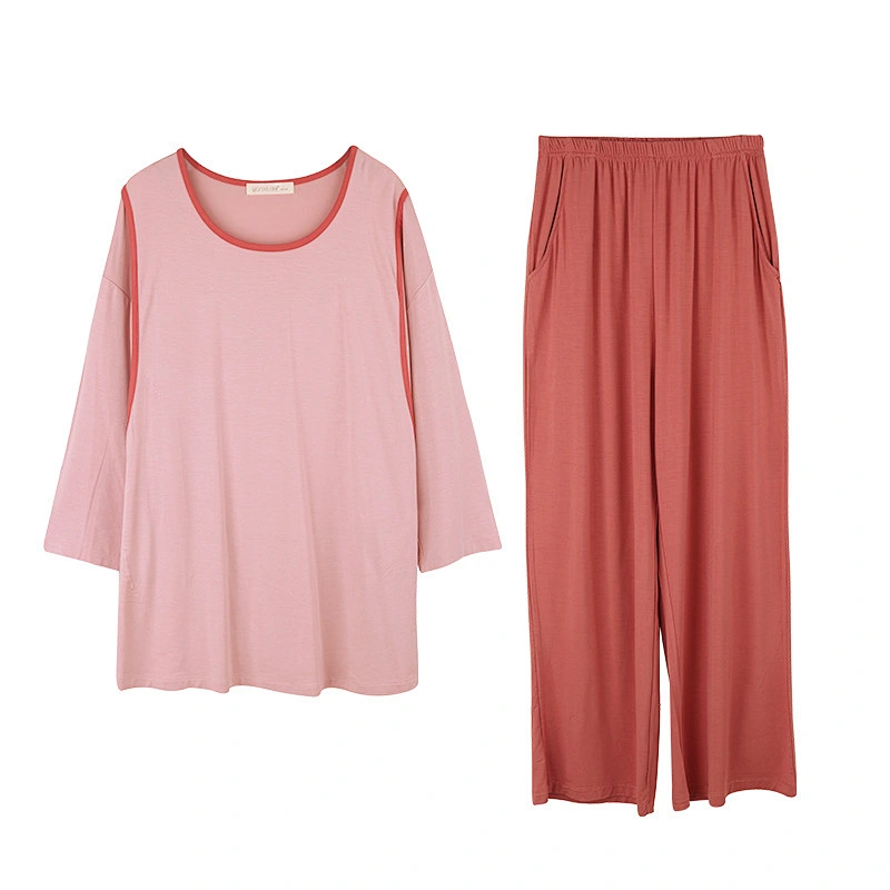 2021 NEW BAMBOO PAJAMAS MATERNAL PAJAMAS SUMMER COOL LOOSE SIZE 2PIECE