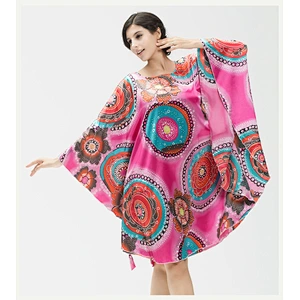 2021 New Wholesale Satin Slik Pajamas Dress Plus Size Batwing Sleeve Casual Pajamas