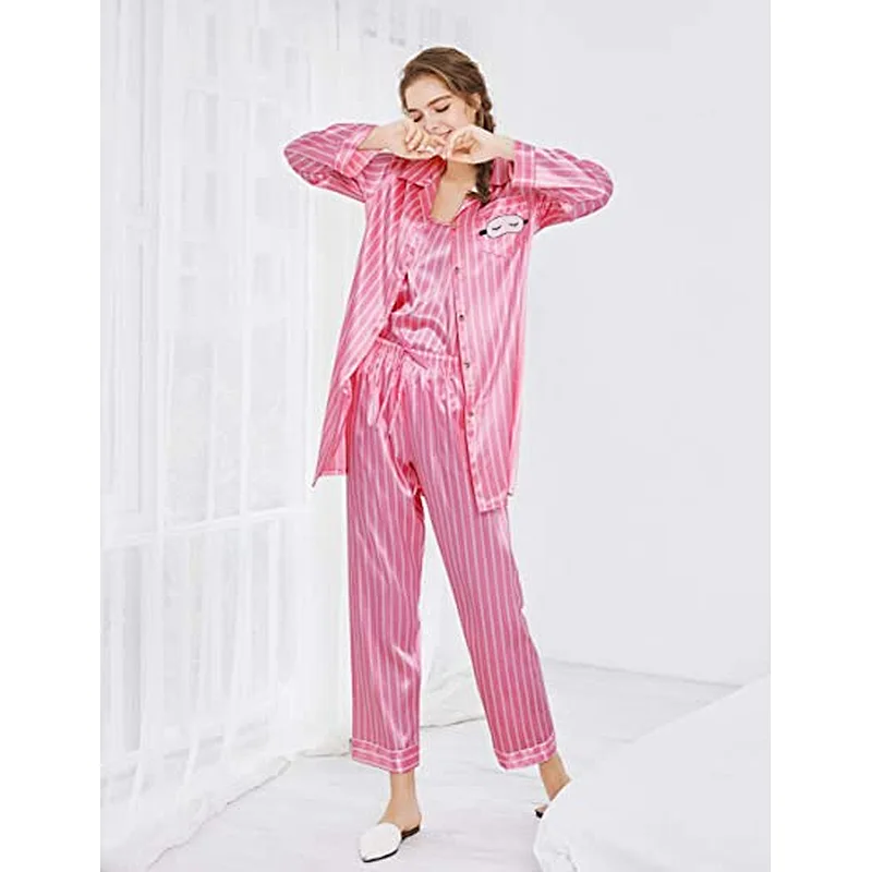 2021Amazon Womens Pajama Sets Comfy 7 Piece with Shirt  Silk Pajamas Satin Nightwear