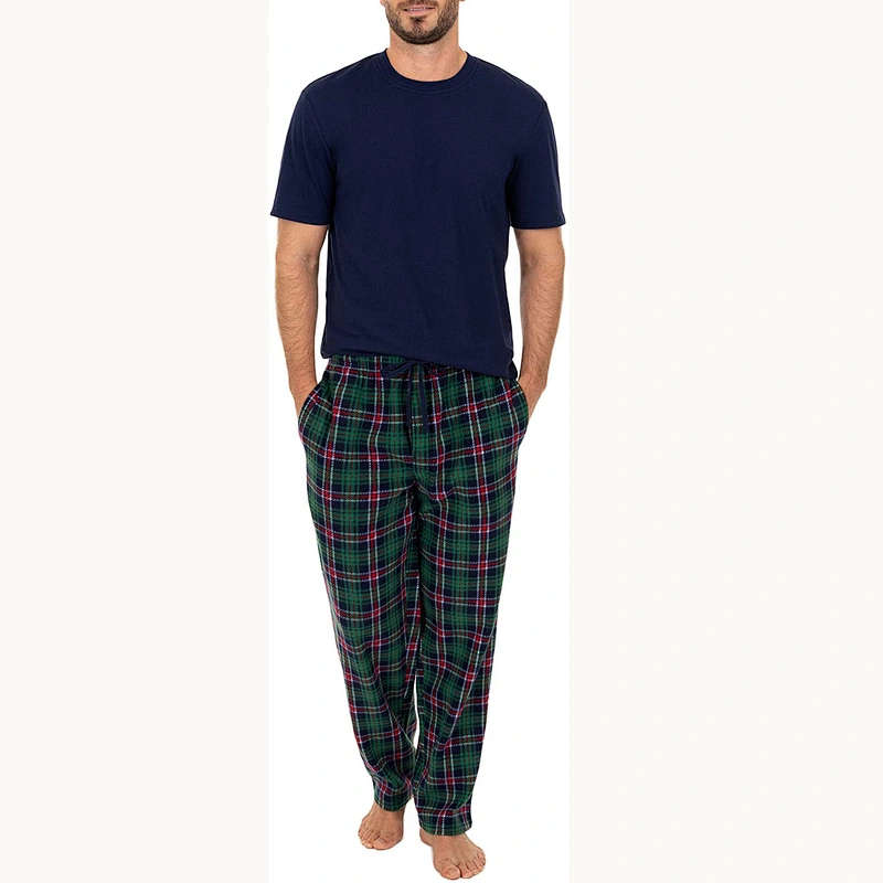 2021Amazon Men Pajamas Knit Fleece Pant and Jersey Top Pajama Set