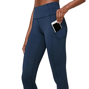 Fashionable Tight Elastic Fitness Yoga Pants Training Height Waist Hip Side Pockets Leggings Splicing Design Yoga Sweatpants