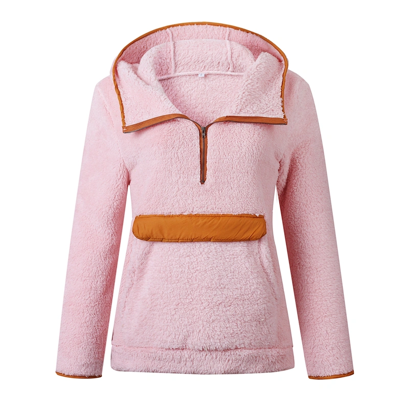 Womens Half Zipper Hoodies Sweatshirts Kangaroo Pockets Tie dye Sherpa Fleece Hoodie Pullover