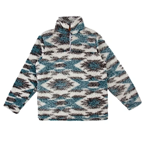 Women's Graphic Pattern 1/4 Zipper Sherpa Fleece Sweatshirt Pullover
