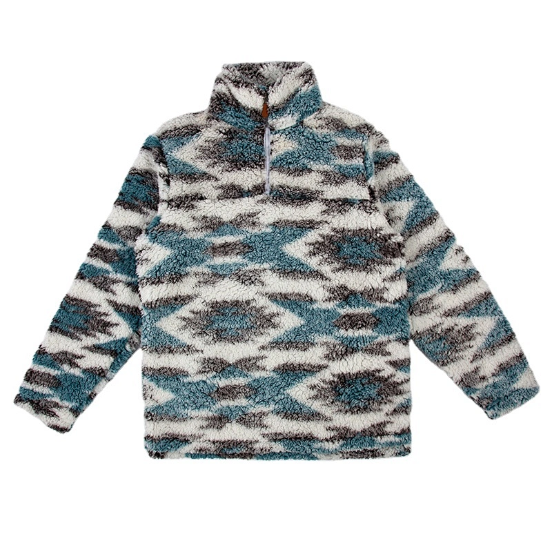 Women's Graphic Pattern 1/4 Zipper Sherpa Fleece Sweatshirt Pullover