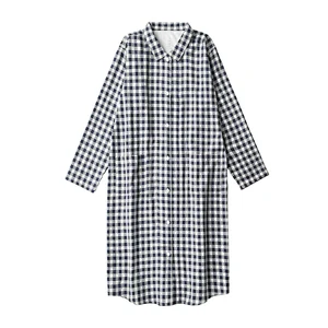 2021 new cotton women's thin pajamas long dress Casual Comfortable blouse with short sleeves sleepwear