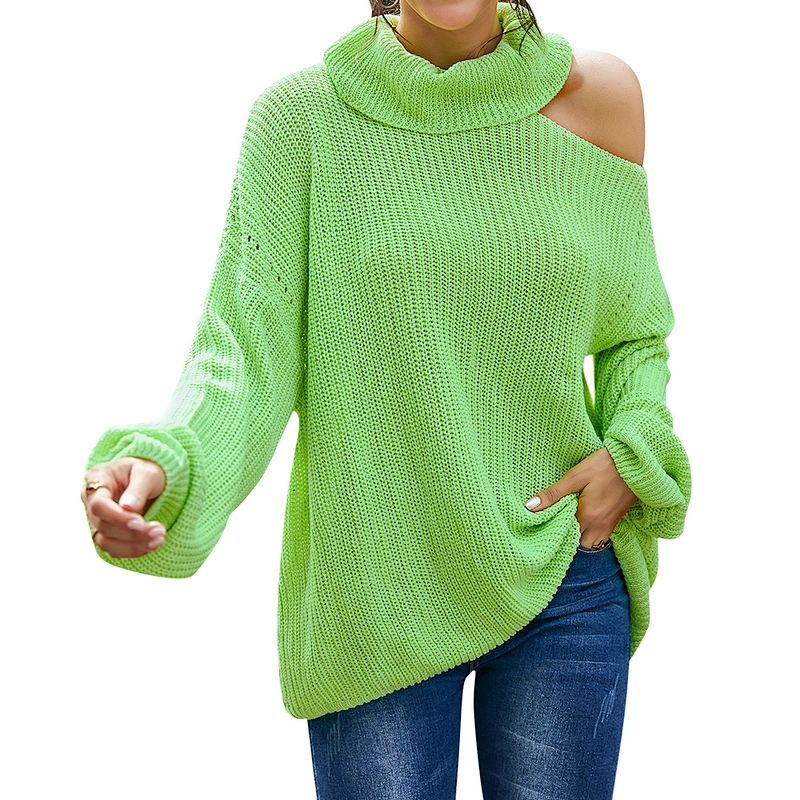 Factory Direct Women's Off Shoulder Sweater Long Sleeve Loose Pullover Knit Jumper