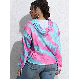 Custom Logo Women's Long Sleeve Sweatshirt Plus size Tie Dyed Crop Hoodies Pullover