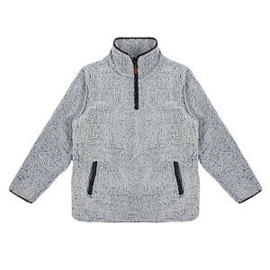 Amazon Hot Winter Warm Teddy Coat Sweatshirt Quarter Zip Stand Collar Sherpa Fleece Pullover with Pocket