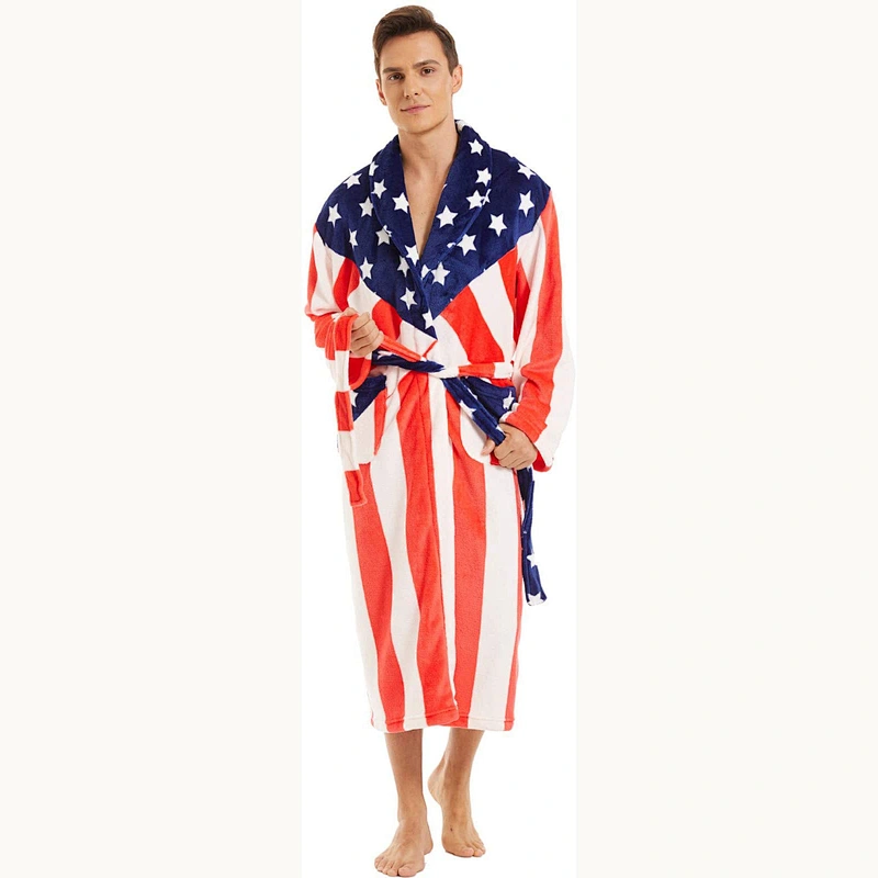 2021 new Men Robe Towel Plush Spa Fleece Kimono Bathrobe Soft Light weight Full Length Robe